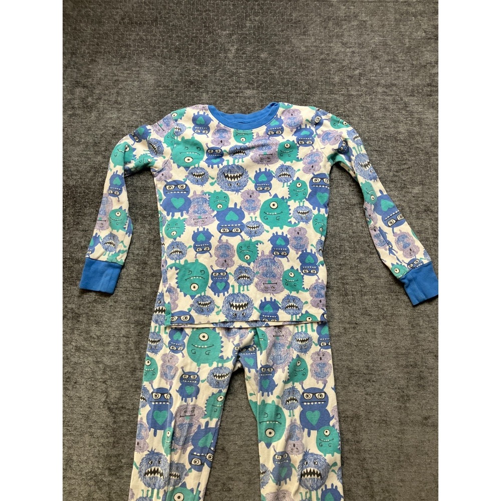 Spotted Zebra Pajama Set Unisex Kids XL/12 Colorful Cartoon Monsters Tapered Leg
